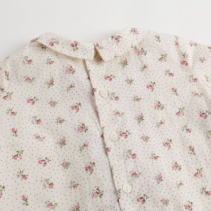 Baby Girls Dusky Pink Allover Flower Printed Trims Blouse