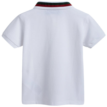 Boys White Cotton Polo Shirt