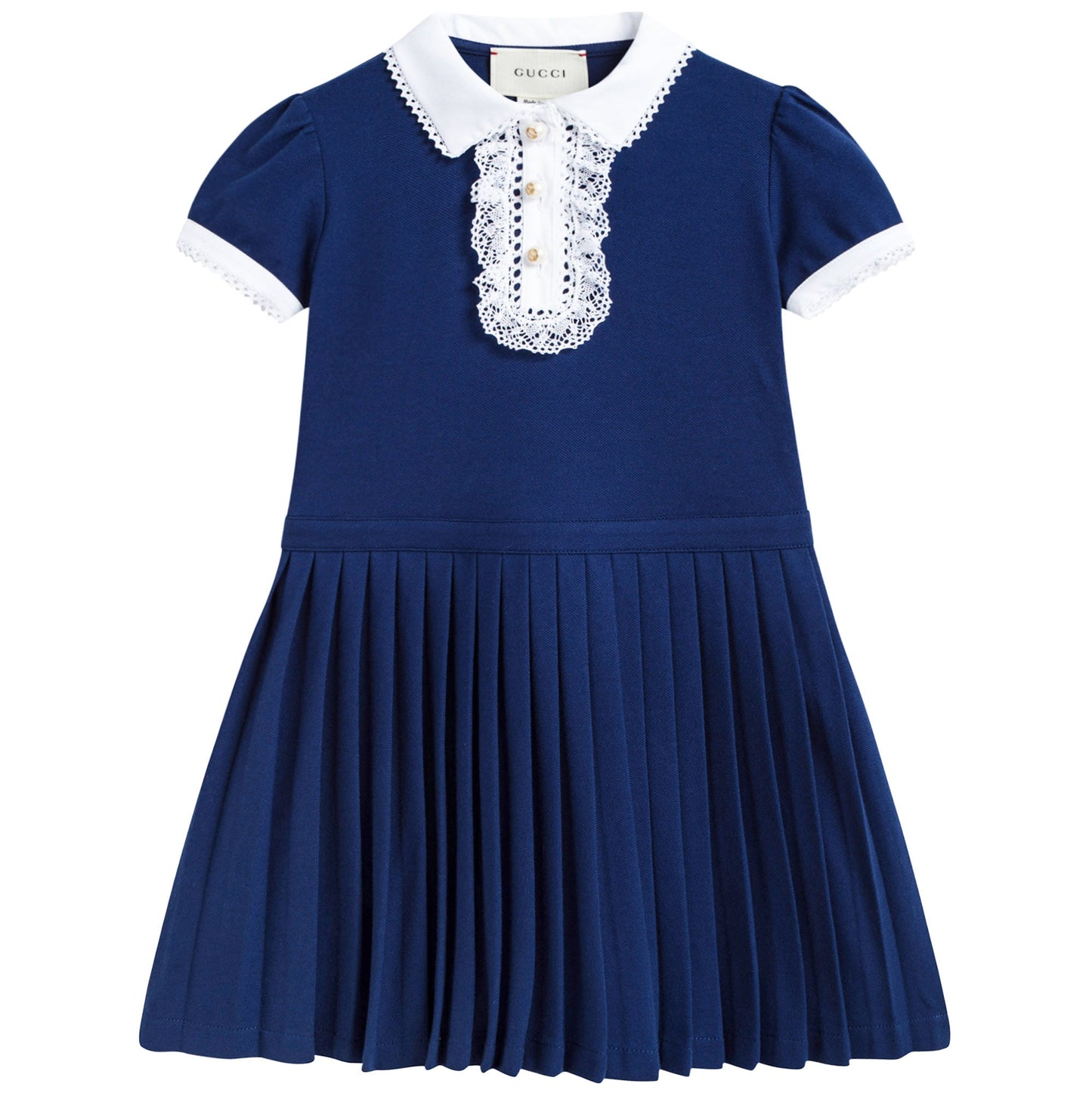 Girls Blue Cotton Piqué Dress