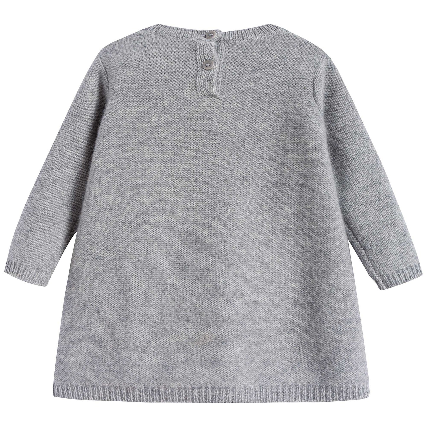 Baby Girls Grey With Pom-Pom Wool Dress