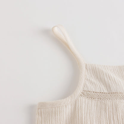 女童白色棉吊带上衣