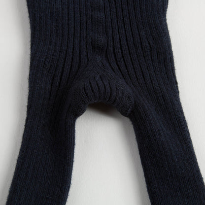Baby Girls Navy Blue Cotton Ribbed Tights