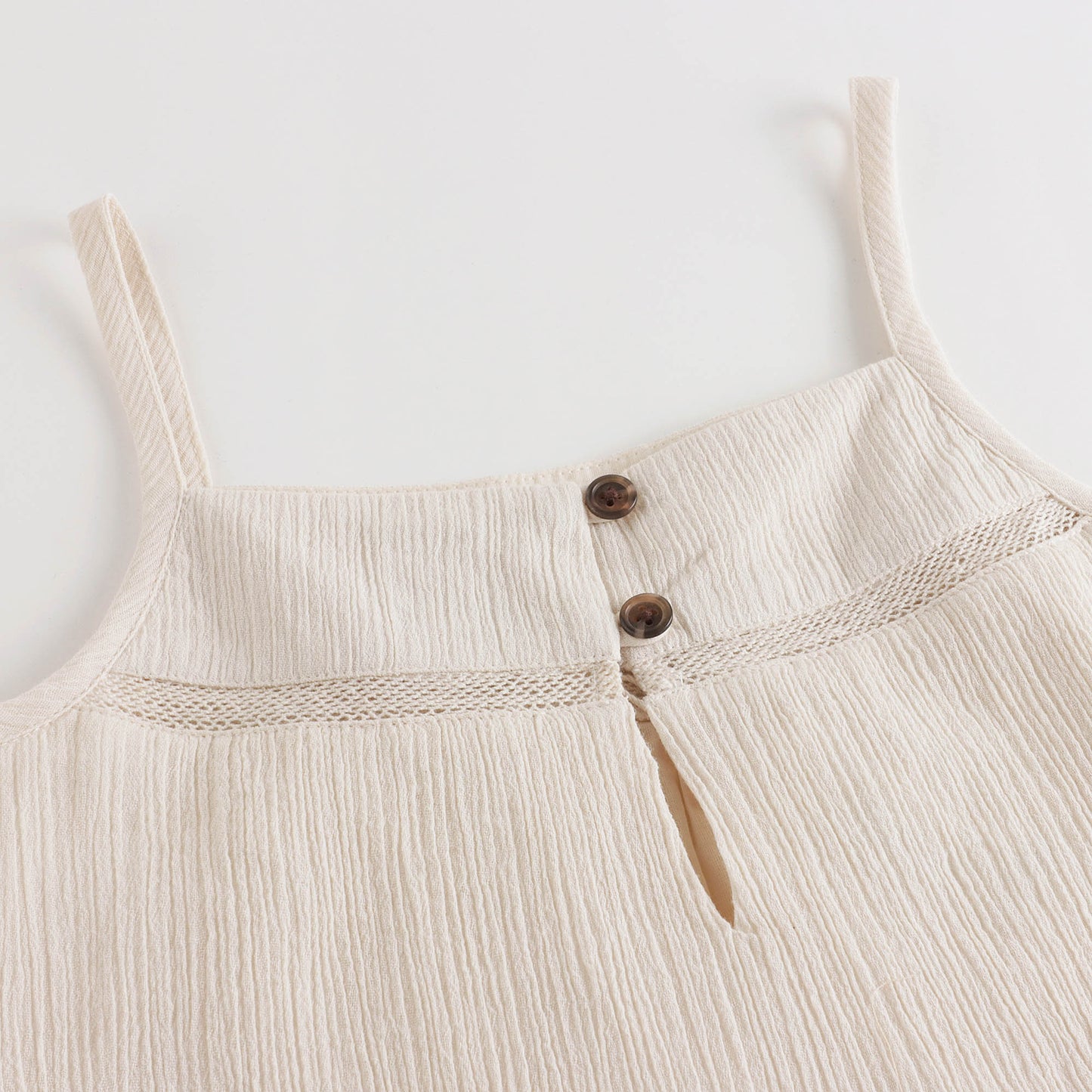 女童白色棉吊带上衣