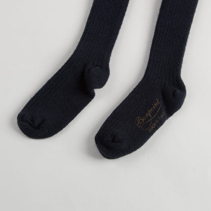Baby Girls Navy Blue Cotton Ribbed Tights