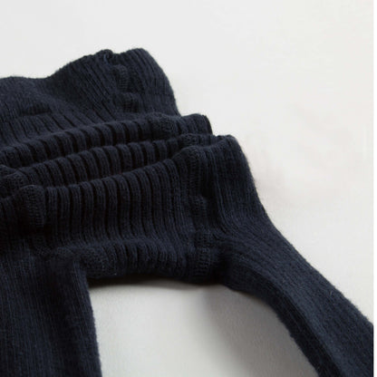 Baby Girls Navy Blue Cotton Ribbed Tights