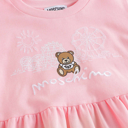 女童粉色棉连衣裙