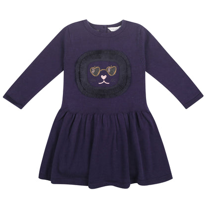 Baby Girls Blue Fancy Embroidered Trims Cotton Dress