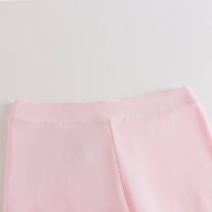 女童粉色Logo棉打底裤