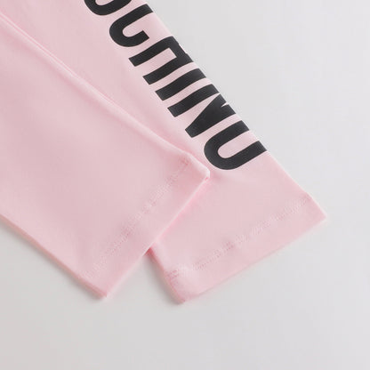 女童粉色Logo棉打底裤