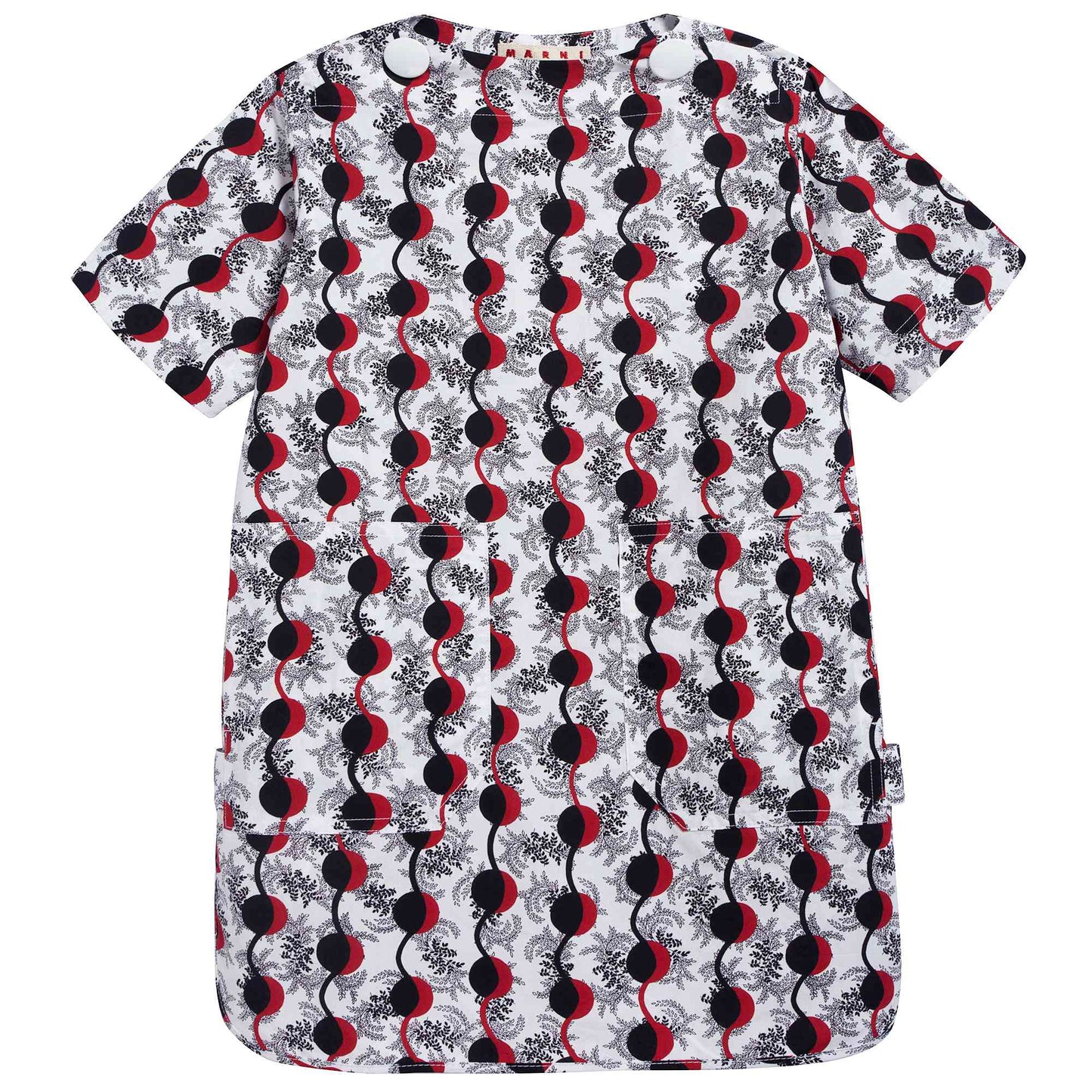 Girls White Printed Cotton Dress