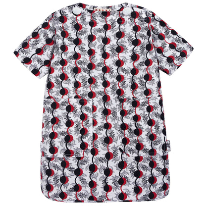 Girls White Printed Cotton Dress