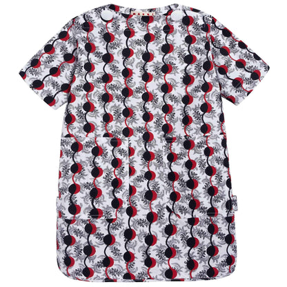 Girls White Printed Cotton Dress