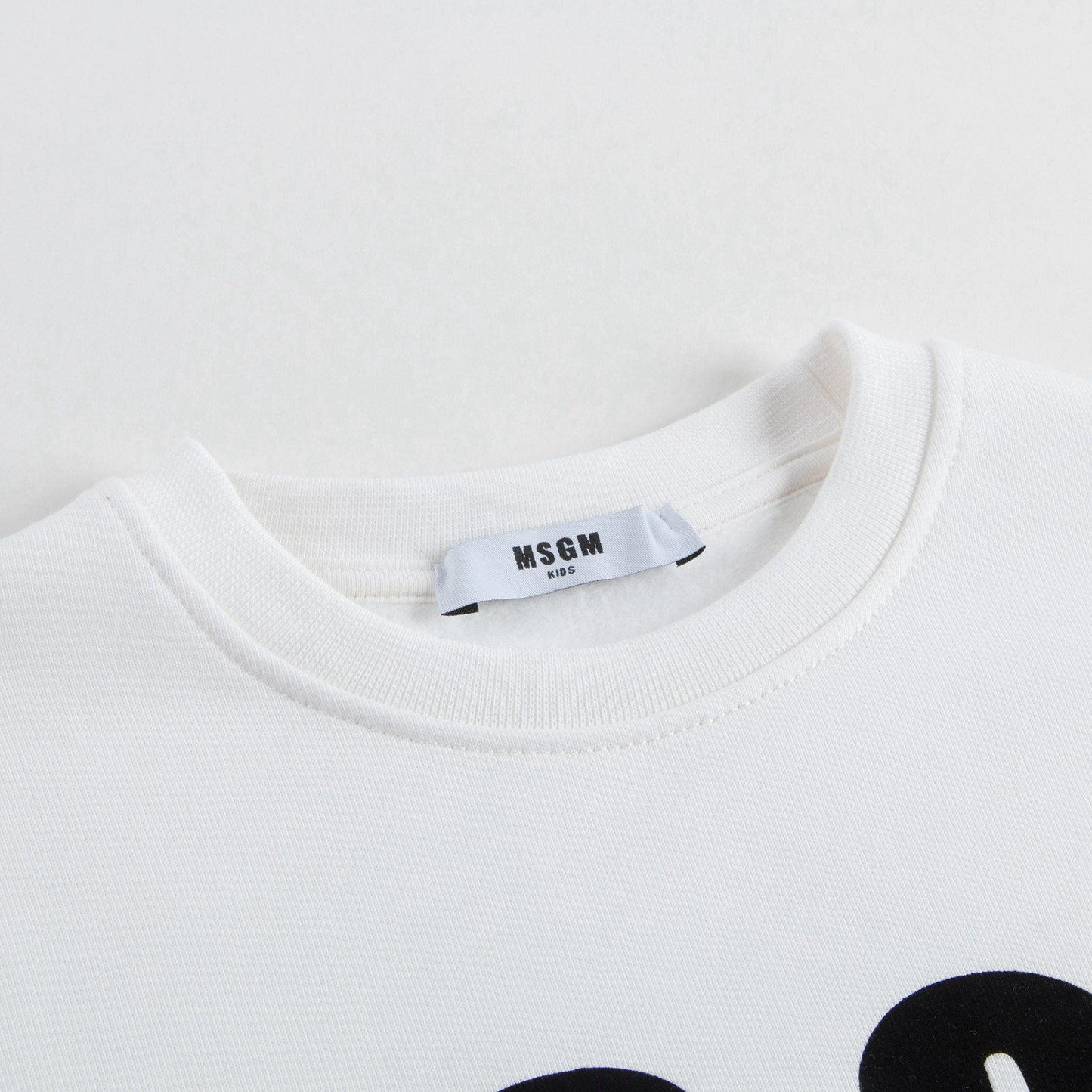 Girls White Cotton Sweatshirt With Black Logo