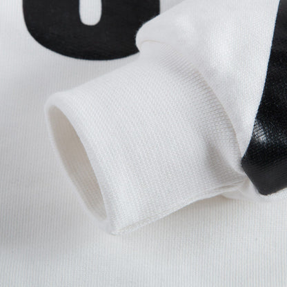 Girls White Cotton Sweatshirt With Black Logo