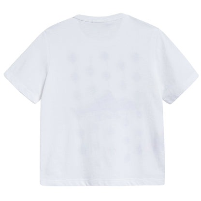 Girls White & Flame Red Cotton T-shirt