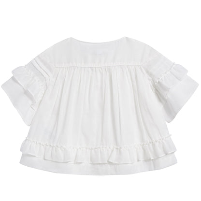 Girls White Cotton Bloues