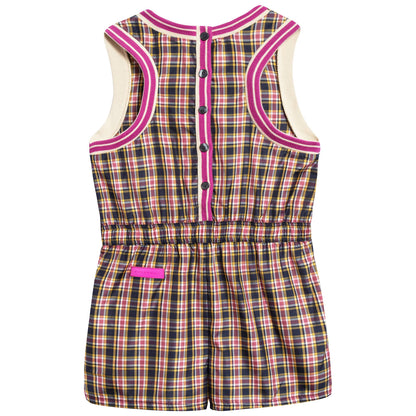 Girls Bright Coral Pink Overalls