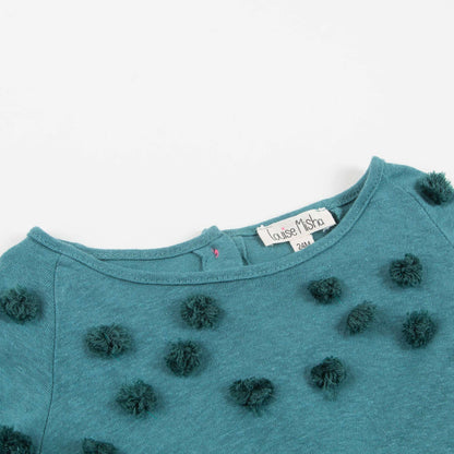 Girls Peacock Blue Cotton T-shirt