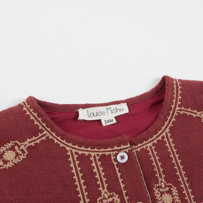 Girls Wine Red "Ourika" Cotton Dress