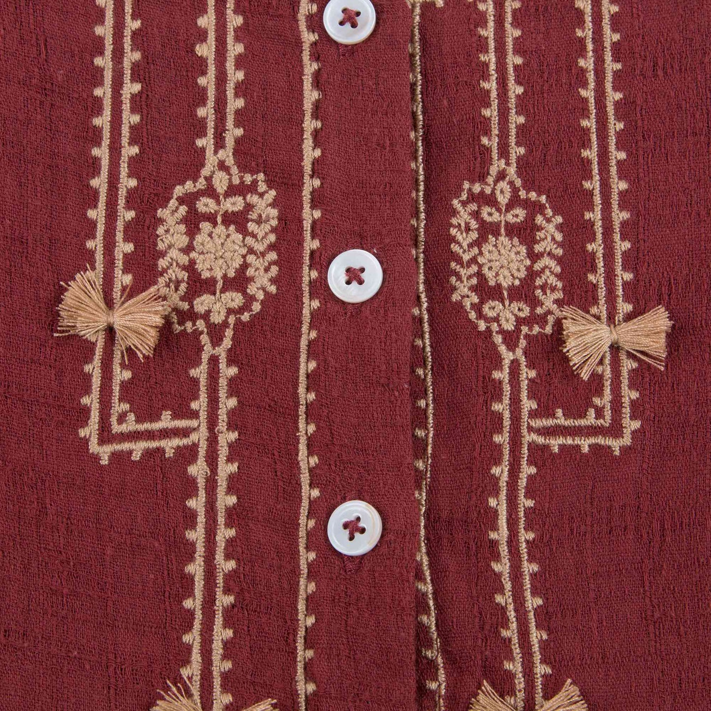 Girls Wine Red "Ourika" Cotton Dress