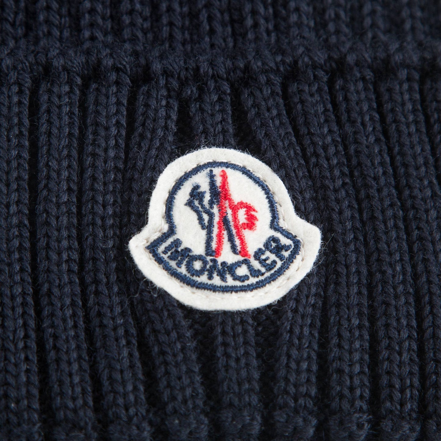 Boys & Girls Navy Blue Knitted Hat With Fur Pom-Pom Trim