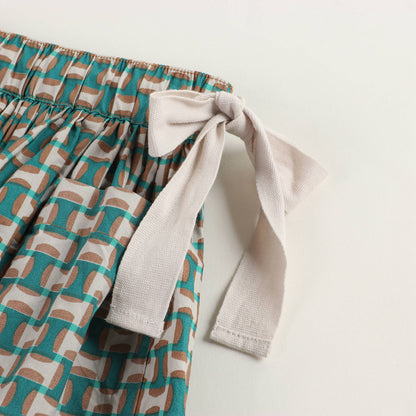 女童翡翠绿色棉短裙