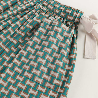 女童翡翠绿色棉短裙