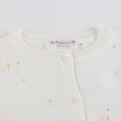 女童白色刺绣棉开衫