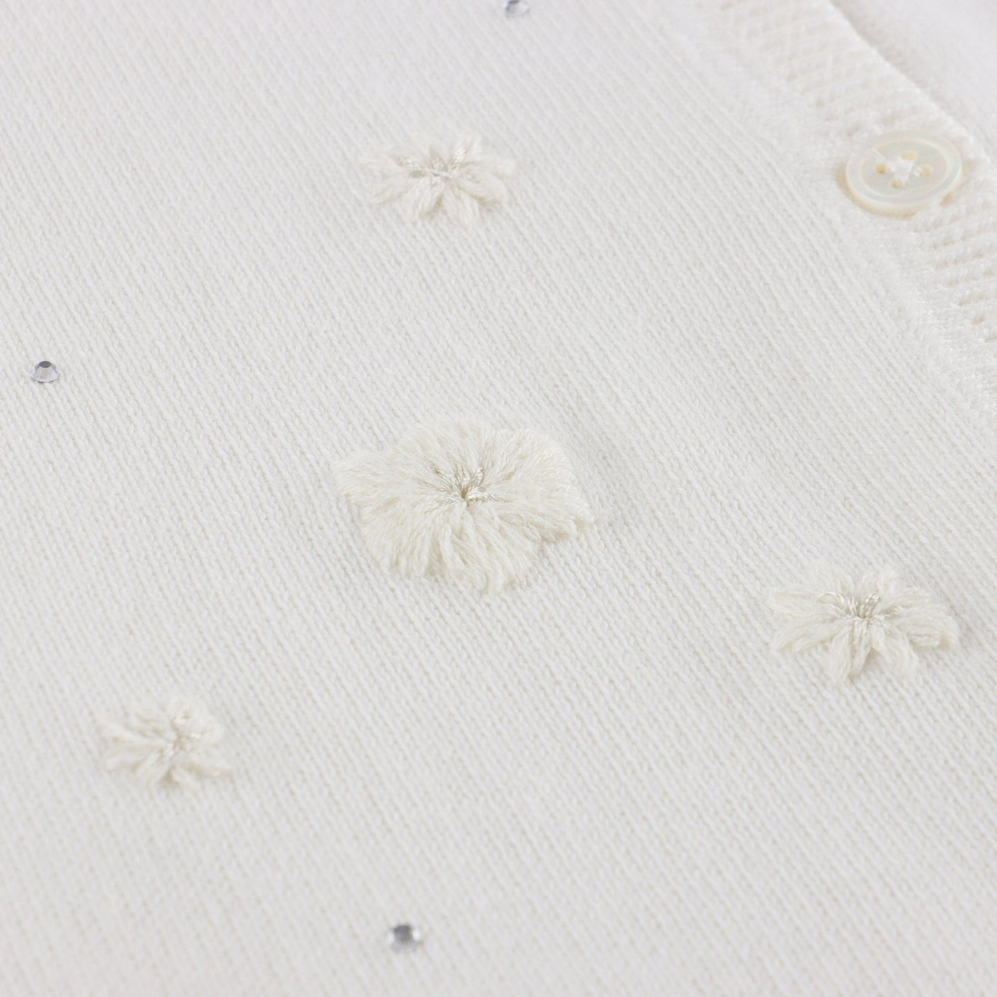 女童白色刺绣棉开衫