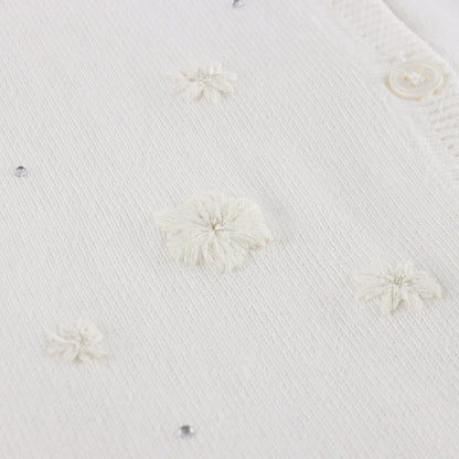 女童白色刺绣棉开衫