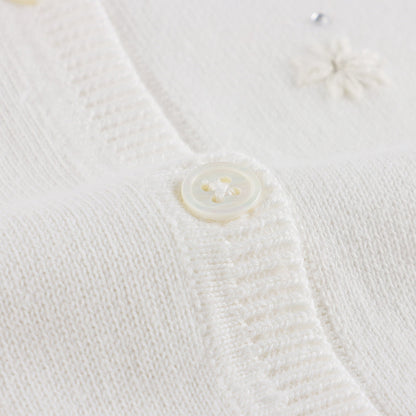 女童白色刺绣棉开衫