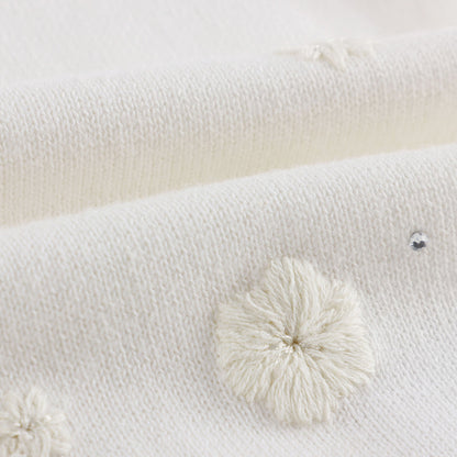 女童白色刺绣棉开衫