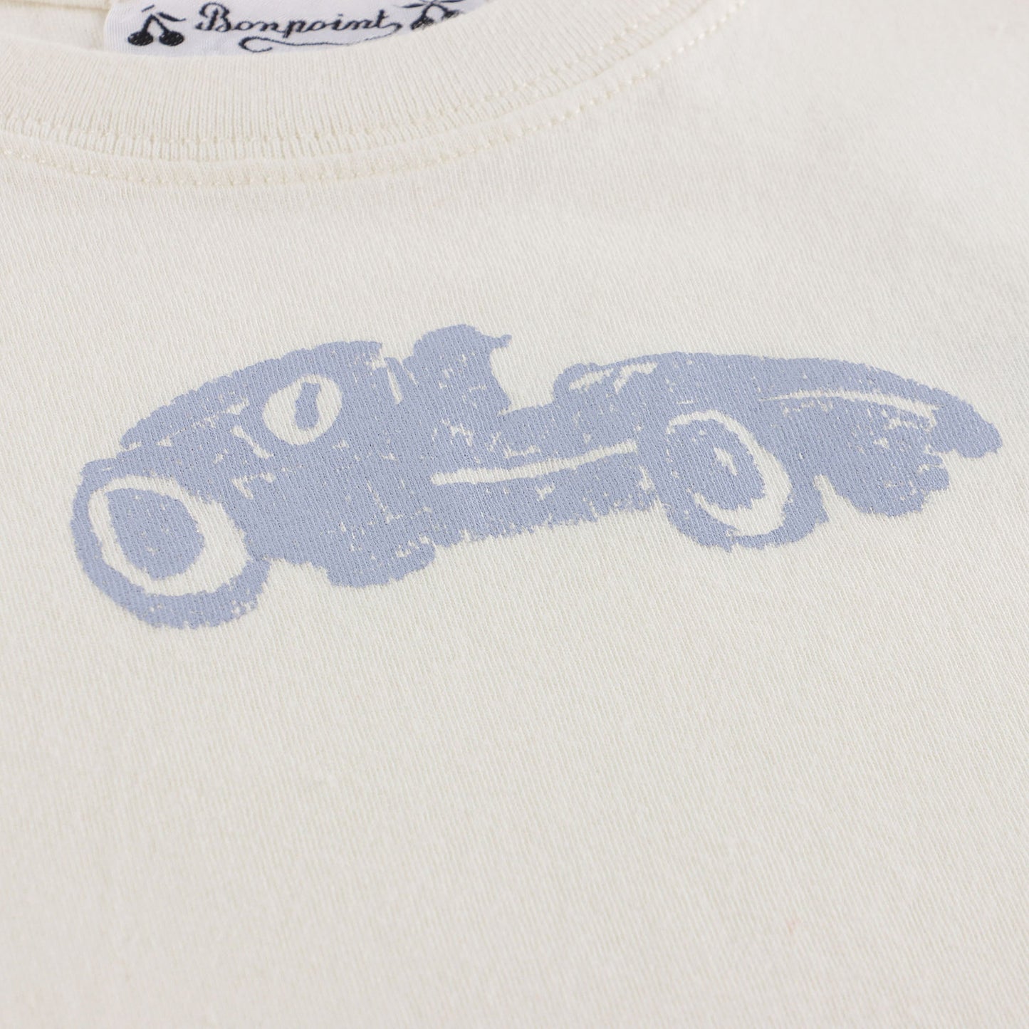 男婴米色印花棉T恤