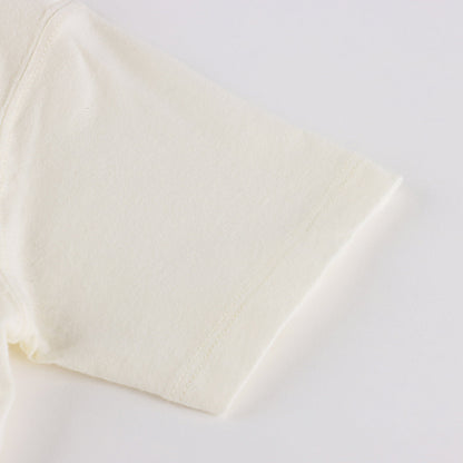 男婴米色印花棉T恤