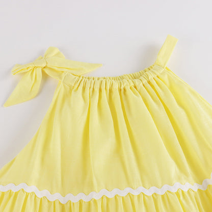 女童黄色棉连衣裙
