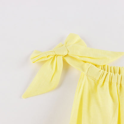 女童黄色棉连衣裙