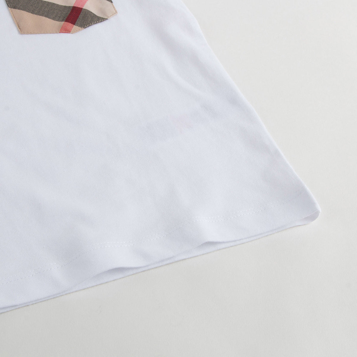 Boys White T-Shirt With Check Pocket