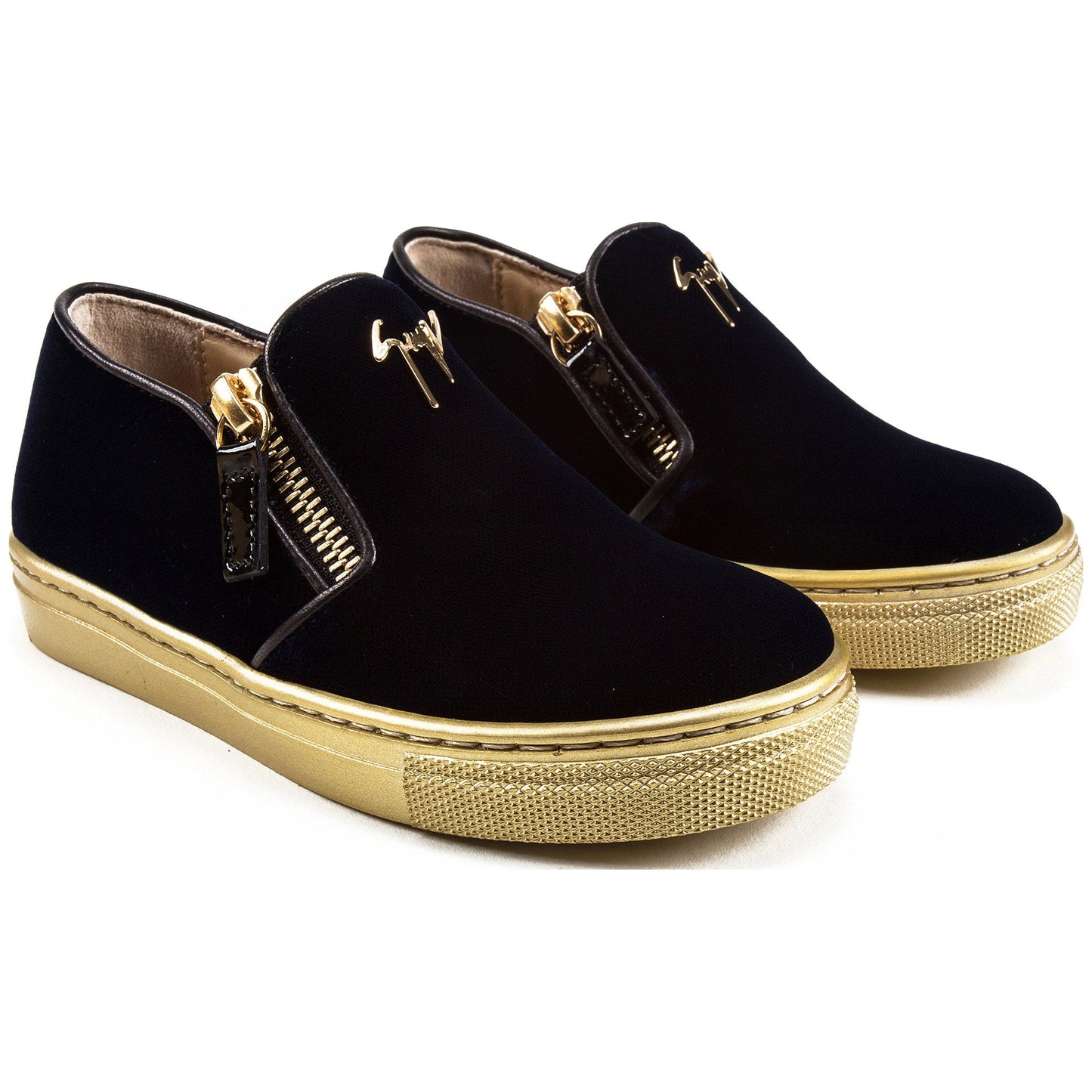 Girls & Boys Velvet Navy Velvet Logo Sneaker
