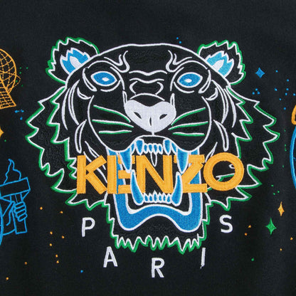 Boys Black With Tiger Logo Cotton Sweatshirt
