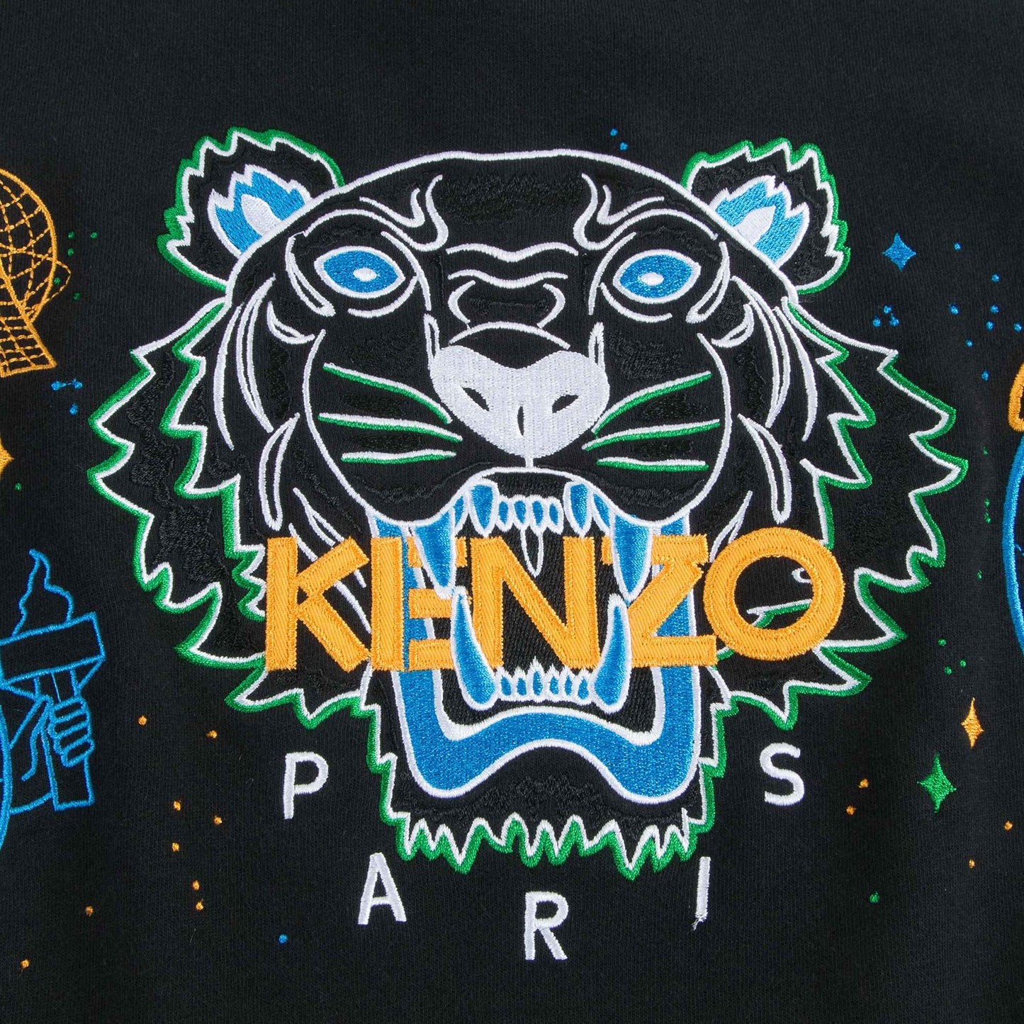 Boys Black With Tiger Logo Cotton Sweatshirt