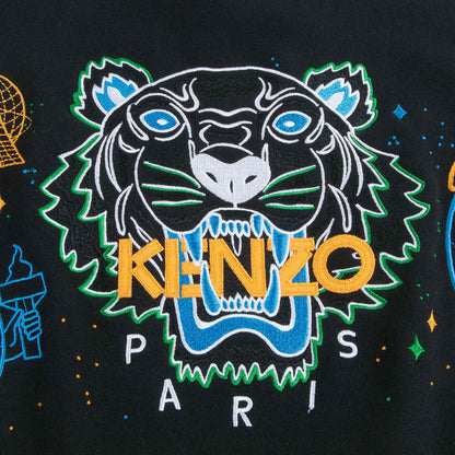 Boys Black With Tiger Logo Cotton Sweatshirt