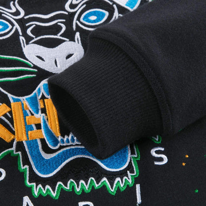 Boys Black With Tiger Logo Cotton Sweatshirt