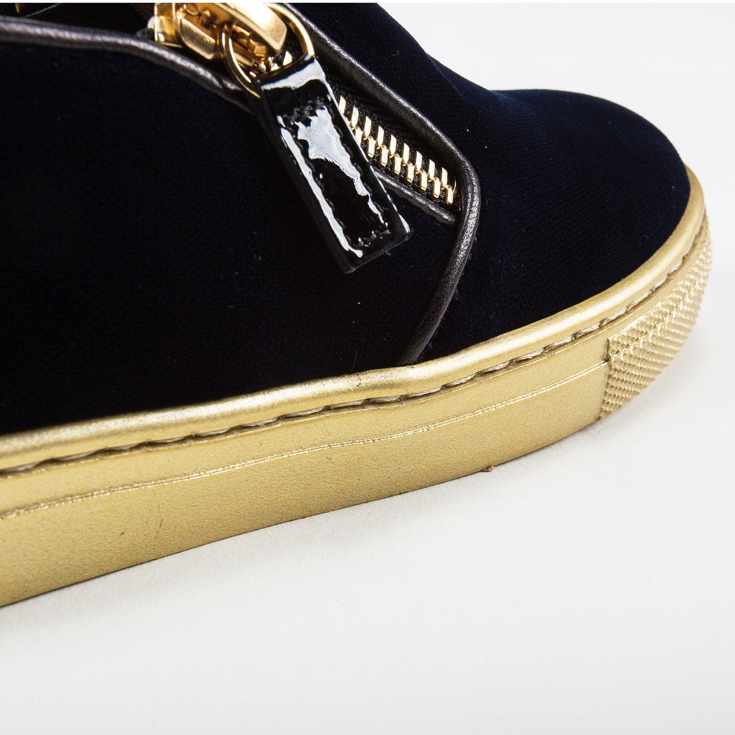 Girls & Boys Velvet Navy Velvet Logo Sneaker