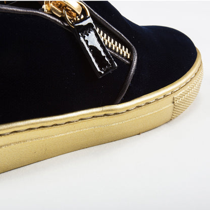 Girls & Boys Velvet Navy Velvet Logo Sneaker