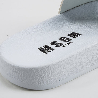 Girls & Boys White Logo Slipper