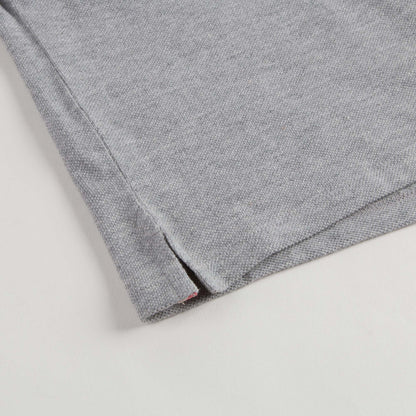 Boys Grey Polo Shirt With Check Collar