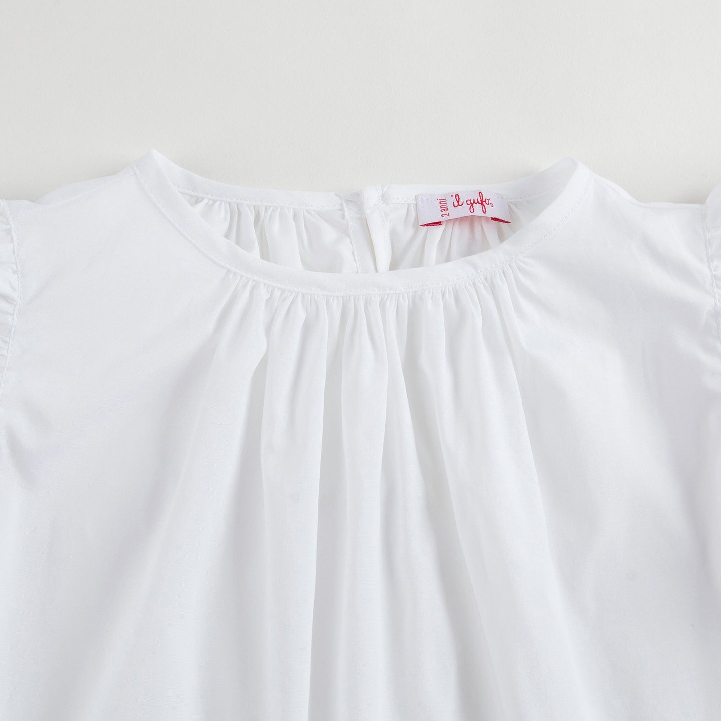 Girls White Cotton Ruffled Trims Blouse