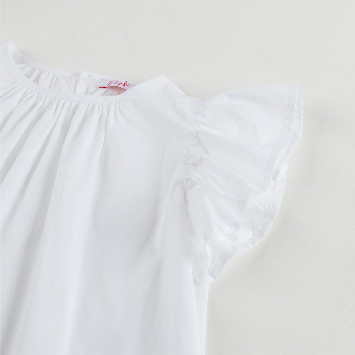 Girls White Cotton Ruffled Trims Blouse