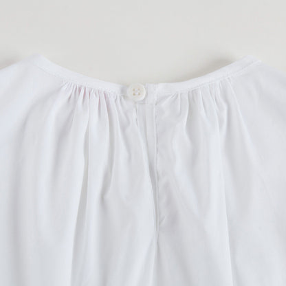 Girls White Cotton Ruffled Trims Blouse