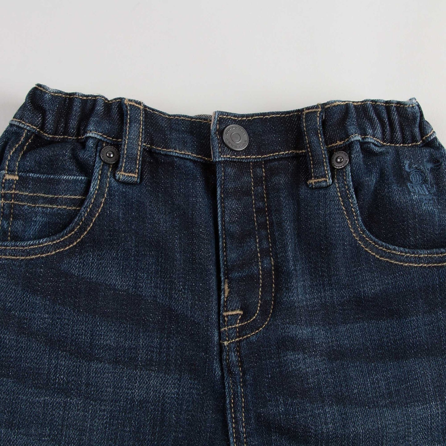 Baby Boys Blue Denim Jeans With Check Turn-Ups